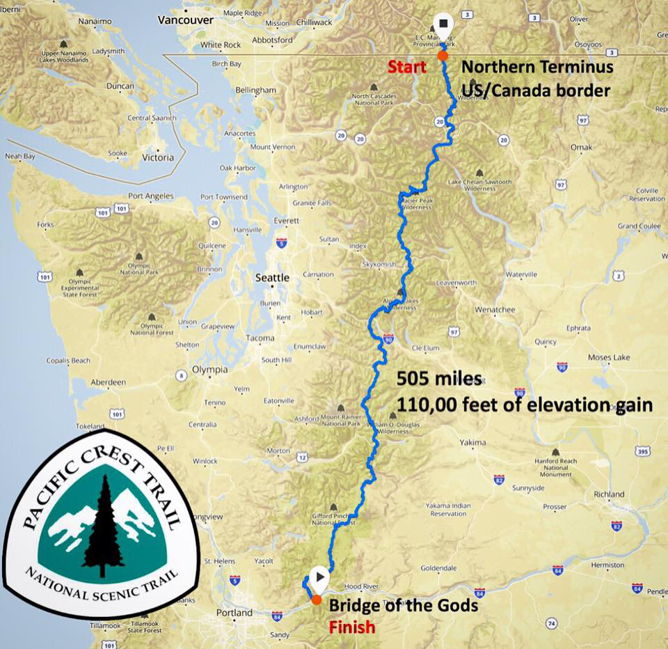 parcours du défi de François d'Haene sur le Pacific Crest Trail